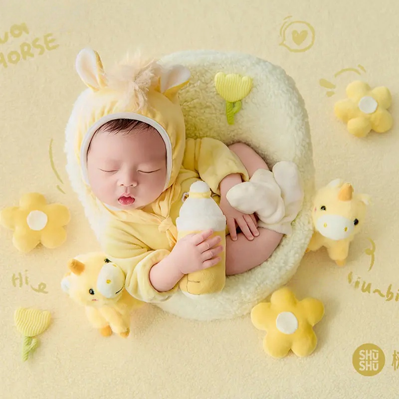 Yellow Horse Milk Theme Set - Newborn Photography Props - Image 4